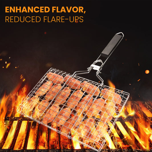Grill Basket Stainless Steel | Basket Cooking Accessories | Grill Baskets for Outdoor Grill | Grill Accessories for Outdoor | Grill Campfire Cooking Equipment | Cooking Gifts For Men Fish Grill Basket