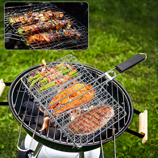 Grill Basket Stainless Steel | Basket Cooking Accessories | Grill Baskets for Outdoor Grill | Grill Accessories for Outdoor | Grill Campfire Cooking Equipment | Cooking Gifts For Men Fish Grill Basket