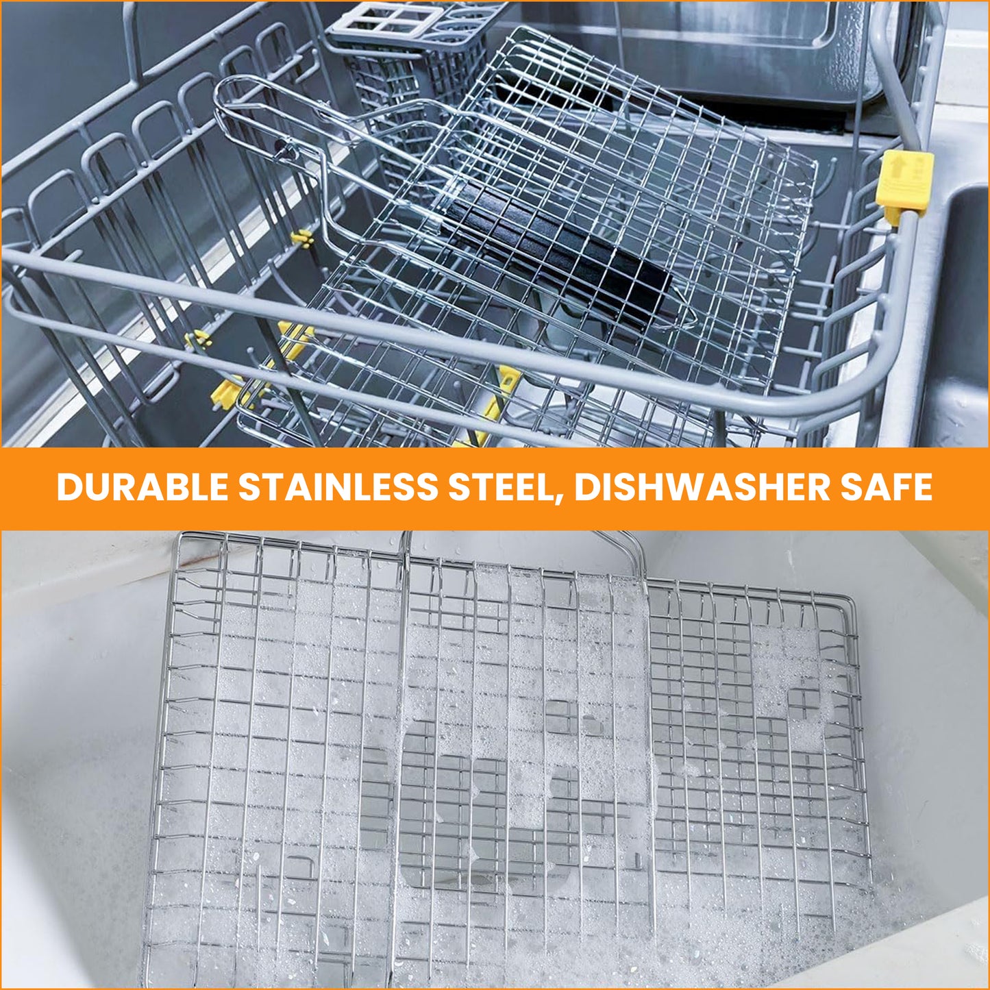 Grill Basket Stainless Steel | Basket Cooking Accessories | Grill Baskets for Outdoor Grill | Grill Accessories for Outdoor | Grill Campfire Cooking Equipment | Cooking Gifts For Men Fish Grill Basket