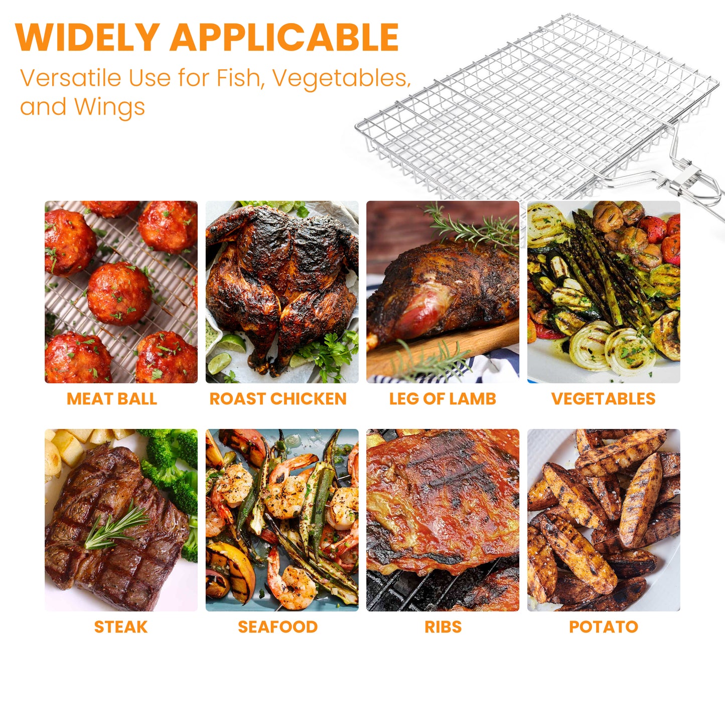 Grill Basket Stainless Steel | Basket Cooking Accessories | Grill Baskets for Outdoor Grill | Grill Accessories for Outdoor | Grill Campfire Cooking Equipment | Cooking Gifts For Men Fish Grill Basket