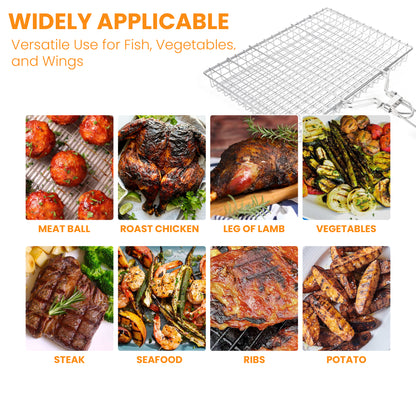 Grill Basket Stainless Steel | Basket Cooking Accessories | Grill Baskets for Outdoor Grill | Grill Accessories for Outdoor | Grill Campfire Cooking Equipment | Cooking Gifts For Men Fish Grill Basket