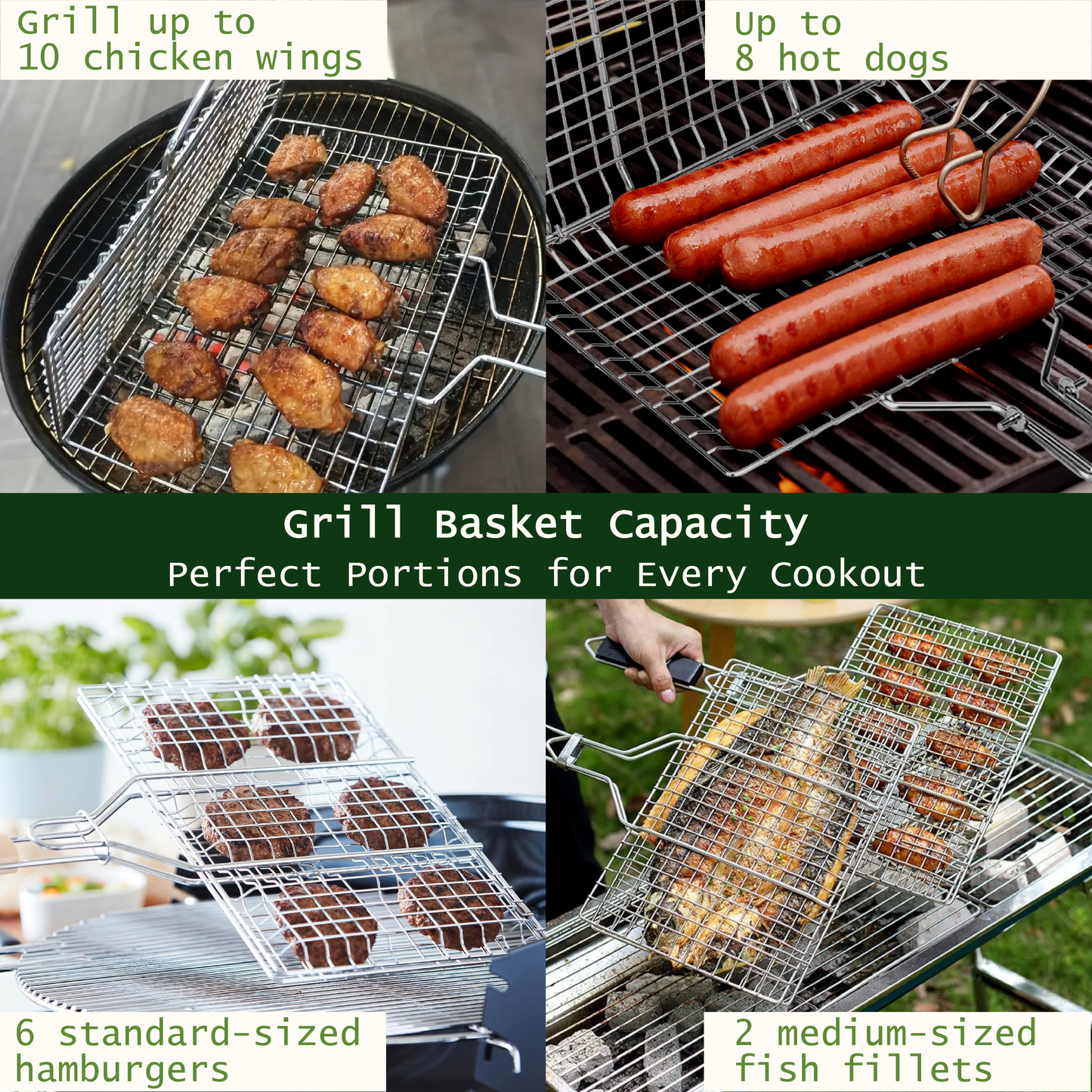 Grill Basket Stainless Steel | Basket Cooking Accessories | Grill Baskets for Outdoor Grill | Grill Accessories for Outdoor | Grill Campfire Cooking Equipment | Cooking Gifts For Men Fish Grill Basket