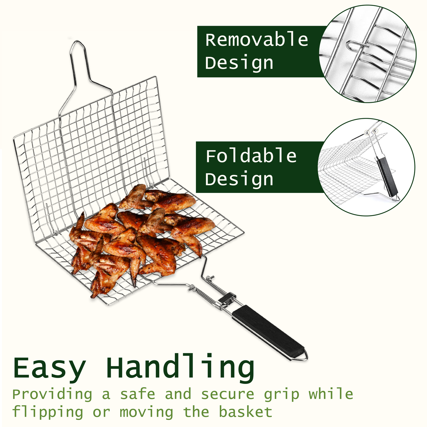Grill Basket Stainless Steel | Basket Cooking Accessories | Grill Baskets for Outdoor Grill | Grill Accessories for Outdoor | Grill Campfire Cooking Equipment | Cooking Gifts For Men Fish Grill Basket