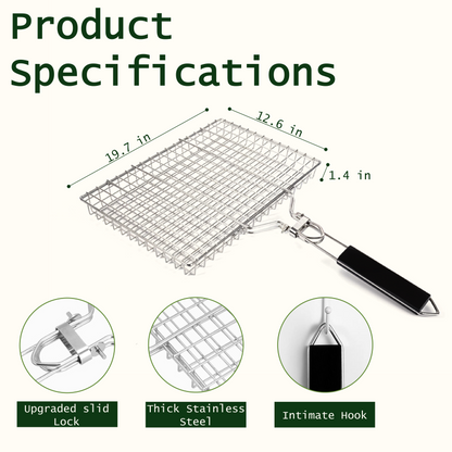 Grill Basket Stainless Steel | Basket Cooking Accessories | Grill Baskets for Outdoor Grill | Grill Accessories for Outdoor | Grill Campfire Cooking Equipment | Cooking Gifts For Men Fish Grill Basket